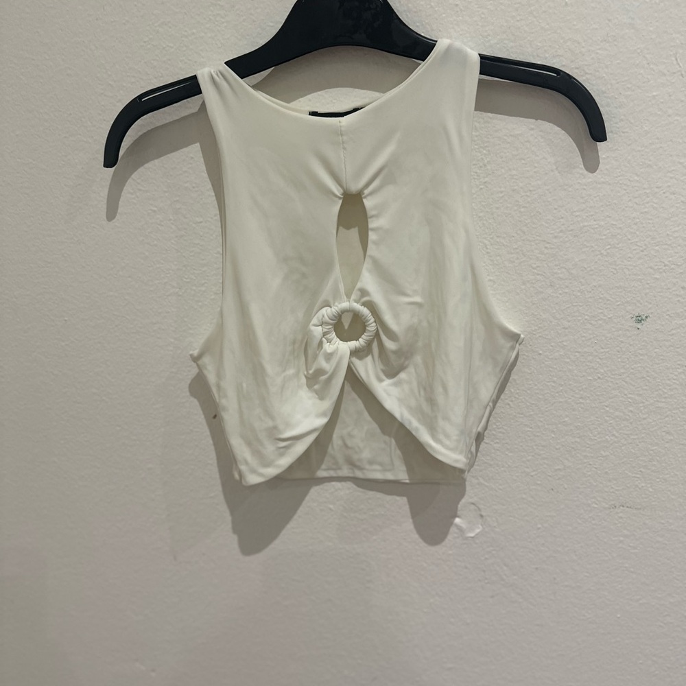 Reformation Cream Sleeveless Crop Top